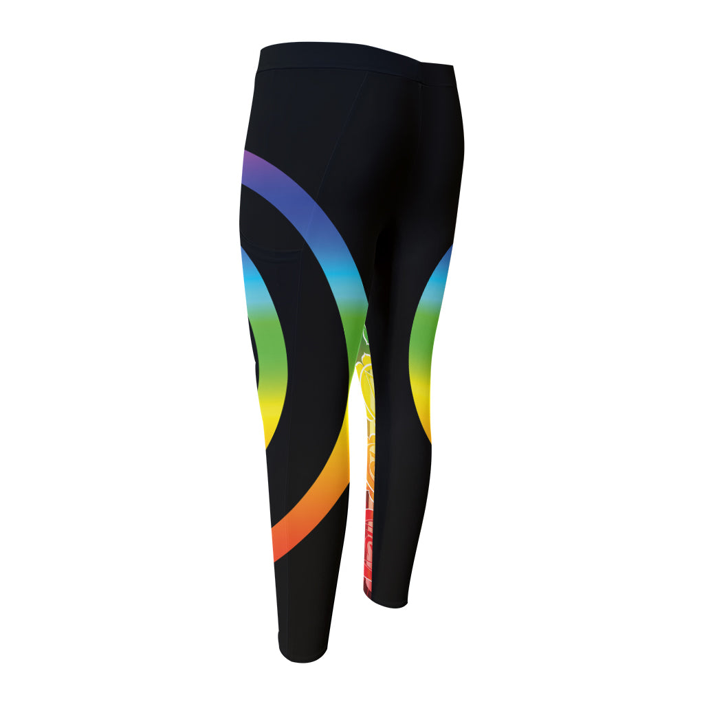 Seven Chakras Rainbow Of Life Print Men's Compression Pants