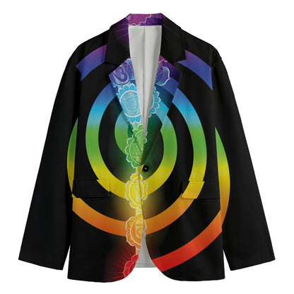 Seven Chakras Rainbow Of Life Print Men's Cotton Blazer
