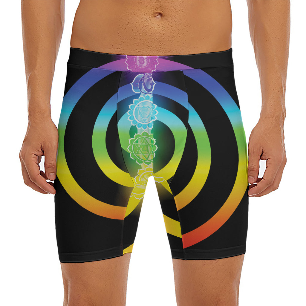 Seven Chakras Rainbow Of Life Print Men's Long Boxer Briefs