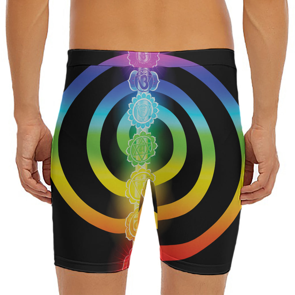 Seven Chakras Rainbow Of Life Print Men's Long Boxer Briefs