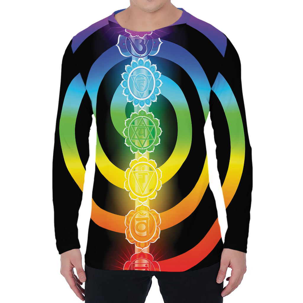 Seven Chakras Rainbow Of Life Print Men's Long Sleeve T-Shirt