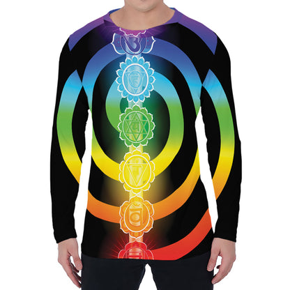 Seven Chakras Rainbow Of Life Print Men's Long Sleeve T-Shirt