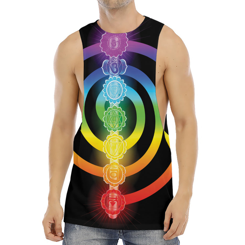Seven Chakras Rainbow Of Life Print Men's Muscle Tank Top