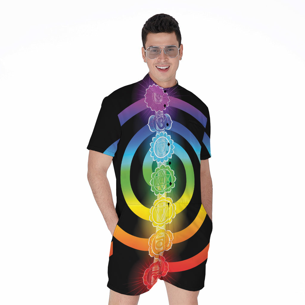 Seven Chakras Rainbow Of Life Print Men's Rompers