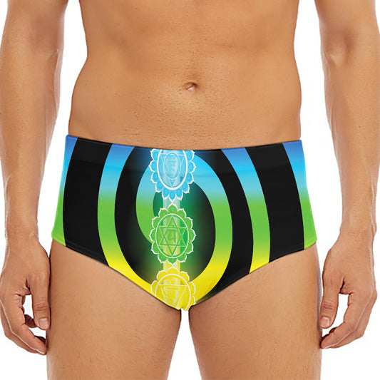 Seven Chakras Rainbow Of Life Print Men's Triangle Swim Briefs