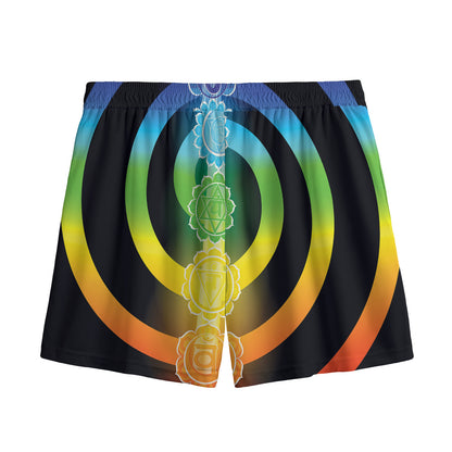Seven Chakras Rainbow Of Life Print Mesh Shorts