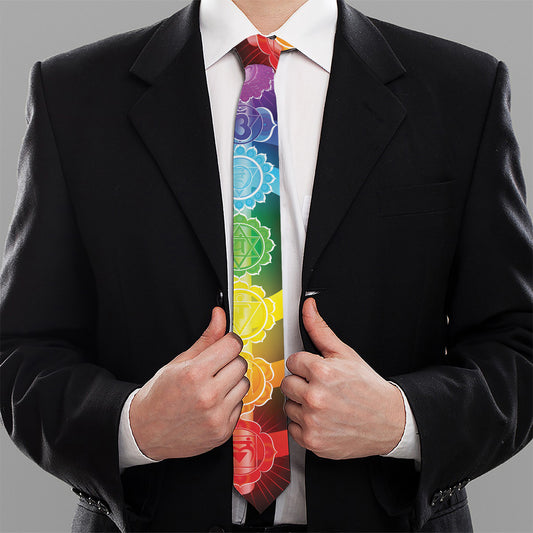 Seven Chakras Rainbow Of Life Print Necktie