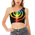 Seven Chakras Rainbow Of Life Print One Shoulder Crop Top