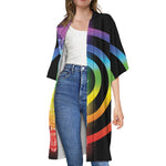 Seven Chakras Rainbow Of Life Print Open Front Beach Cover Up