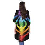 Seven Chakras Rainbow Of Life Print Open Front Beach Cover Up