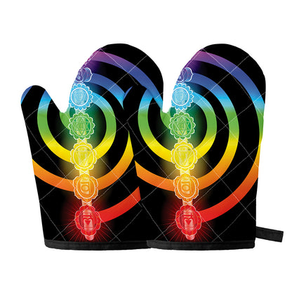 Seven Chakras Rainbow Of Life Print Oven Mitts