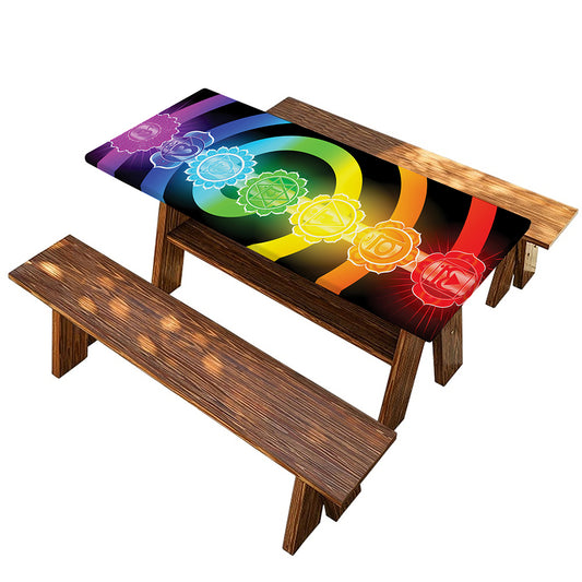 Seven Chakras Rainbow Of Life Print Picnic Table Cover