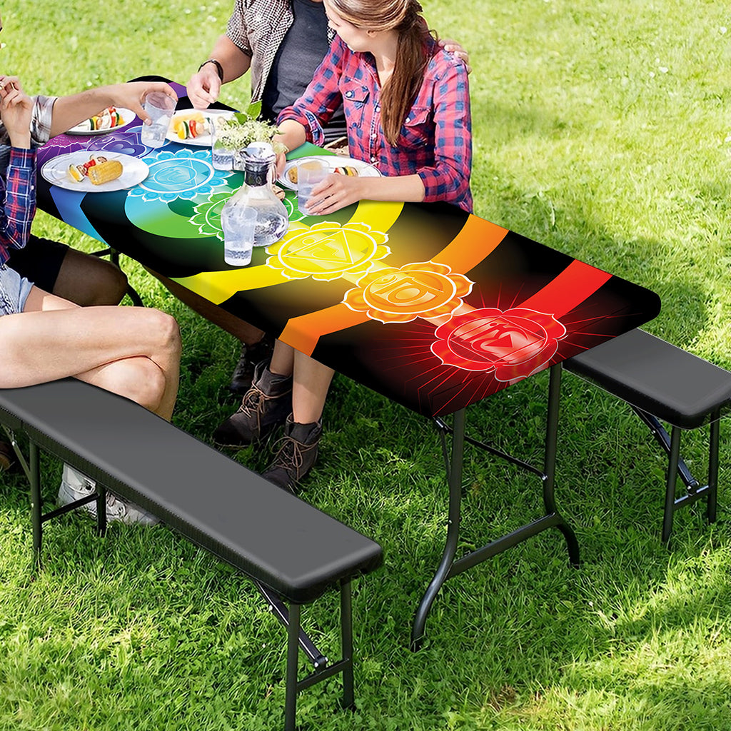 Seven Chakras Rainbow Of Life Print Picnic Table Cover