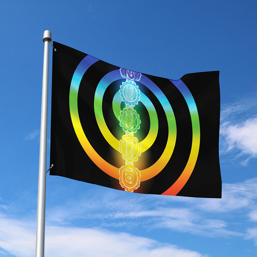 Seven Chakras Rainbow Of Life Print Polyester Flag