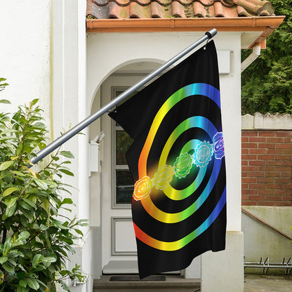 Seven Chakras Rainbow Of Life Print Polyester Flag