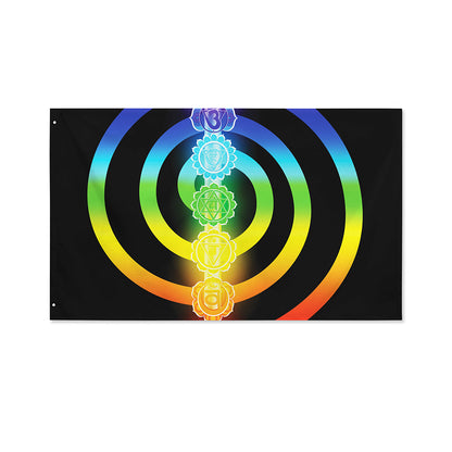 Seven Chakras Rainbow Of Life Print Polyester Flag
