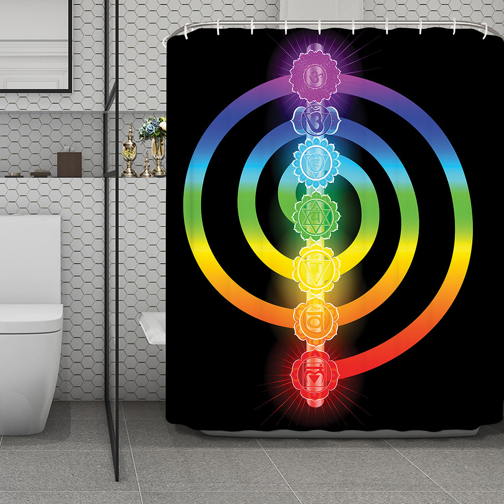 Seven Chakras Rainbow Of Life Print Polyester Shower Curtain