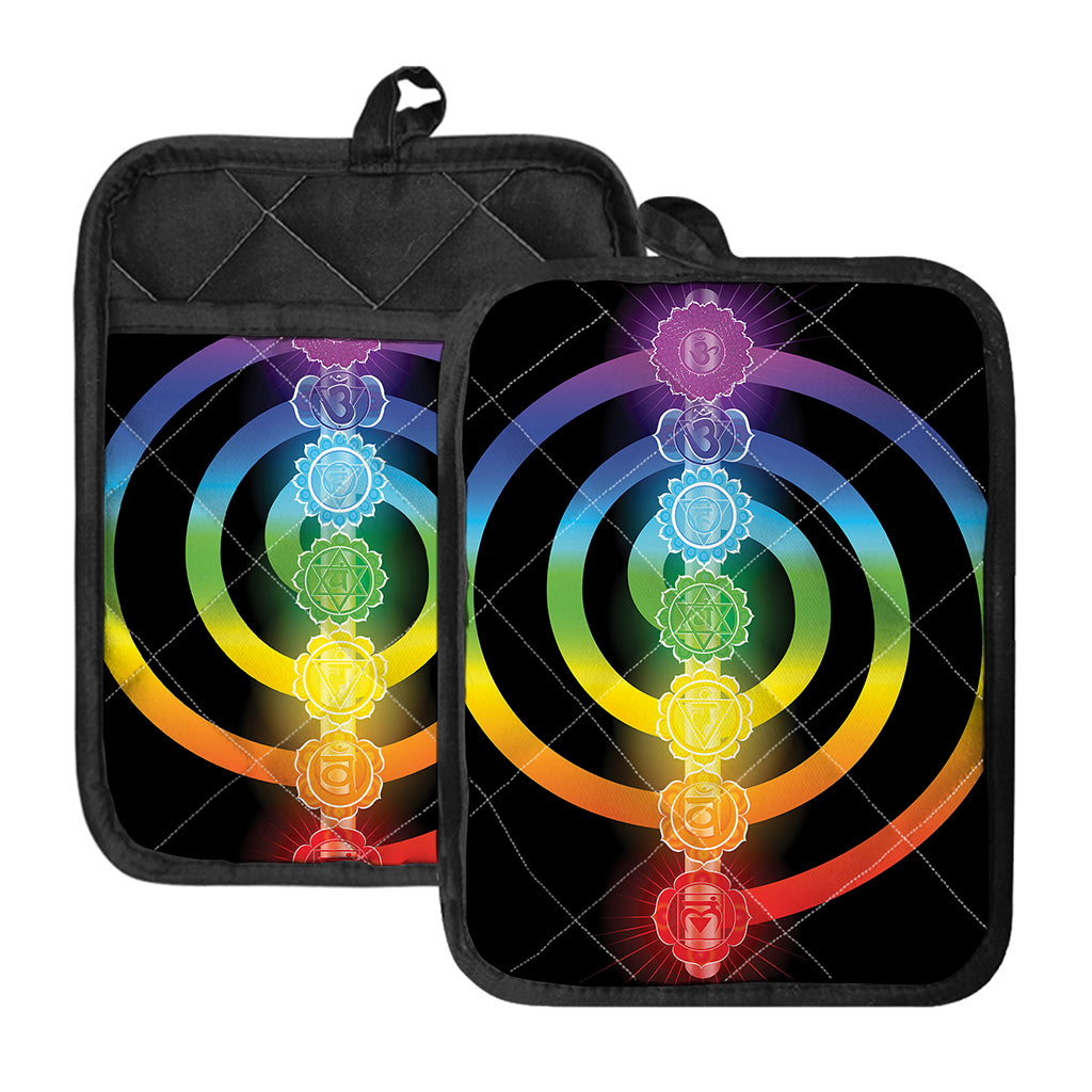 Seven Chakras Rainbow Of Life Print Pot Holders With Pocket