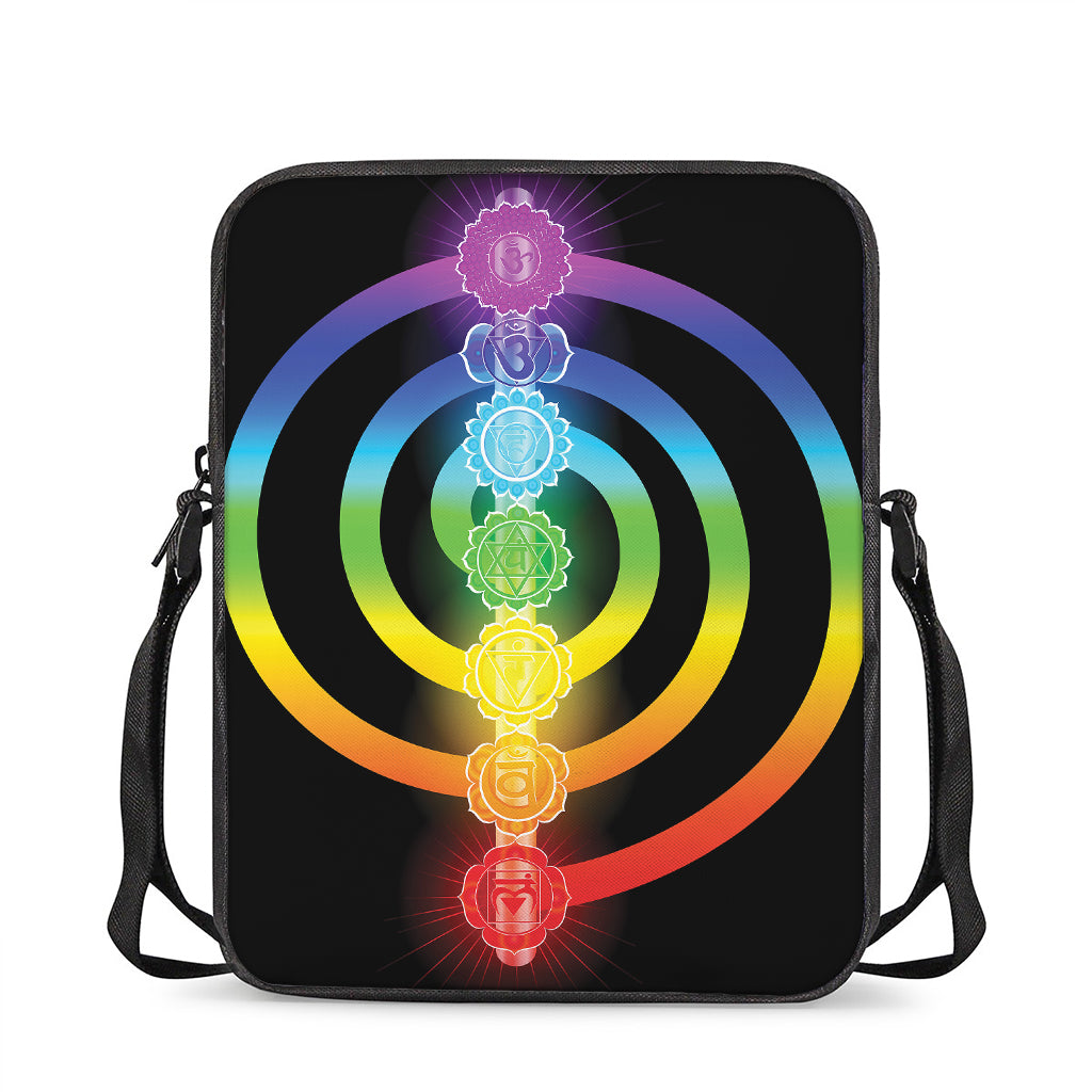 Seven Chakras Rainbow Of Life Print Rectangular Crossbody Bag