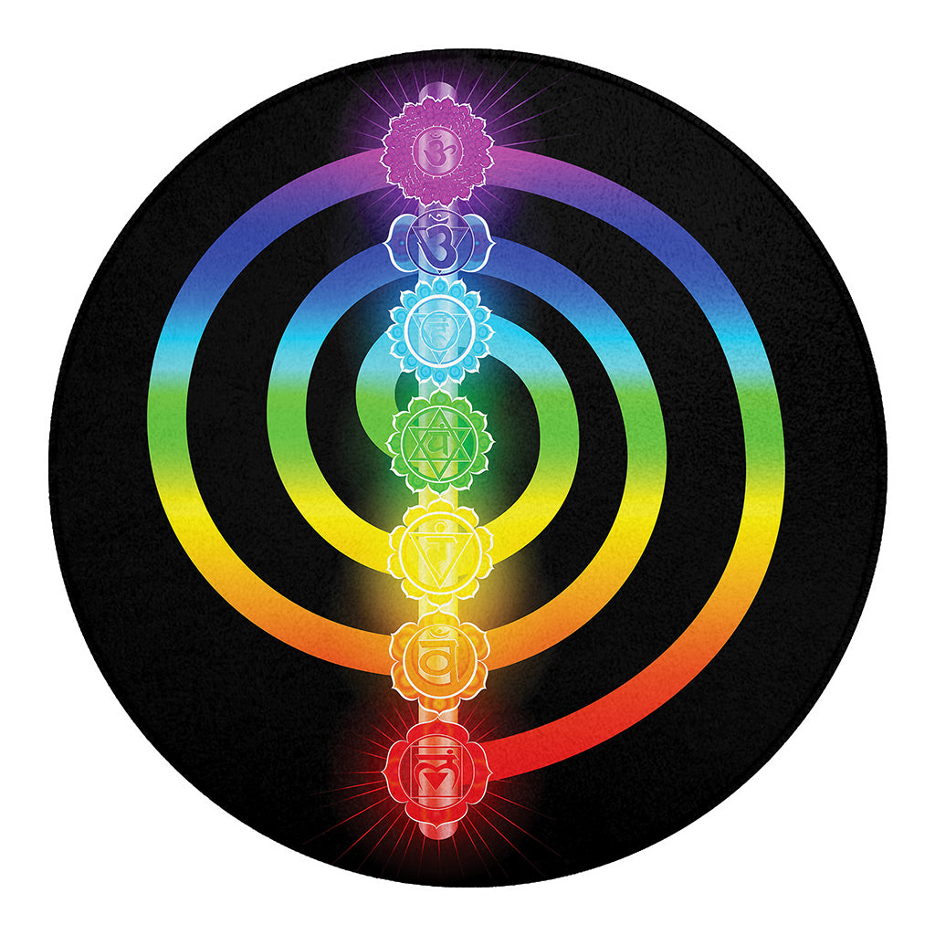 Seven Chakras Rainbow Of Life Print Round Blanket