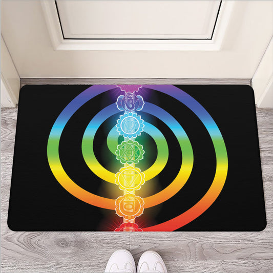 Seven Chakras Rainbow Of Life Print Rubber Doormat