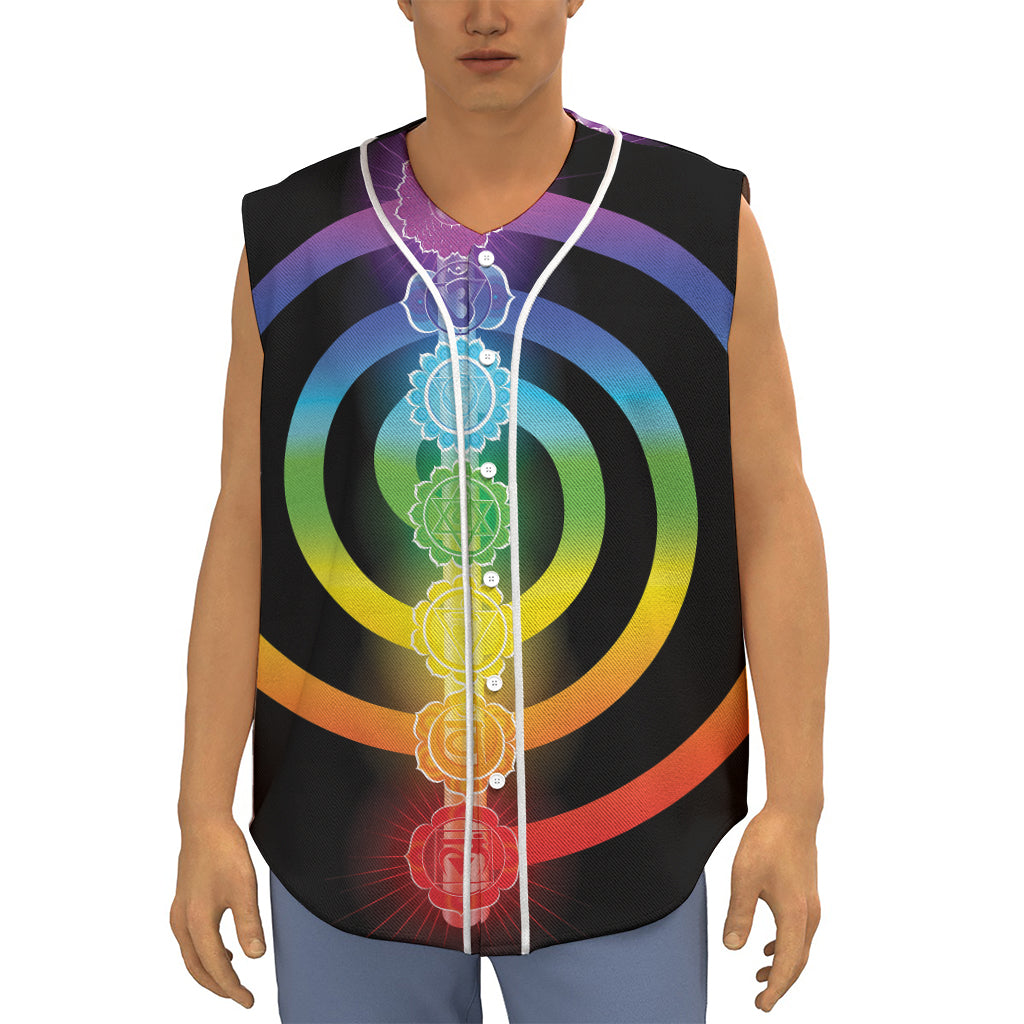 Seven Chakras Rainbow Of Life Print Sleeveless Baseball Jersey