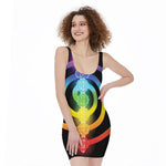 Seven Chakras Rainbow Of Life Print Sleeveless Bodycon Dress