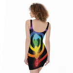Seven Chakras Rainbow Of Life Print Sleeveless Bodycon Dress