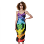 Seven Chakras Rainbow Of Life Print Slim Fit Midi Cami Dress