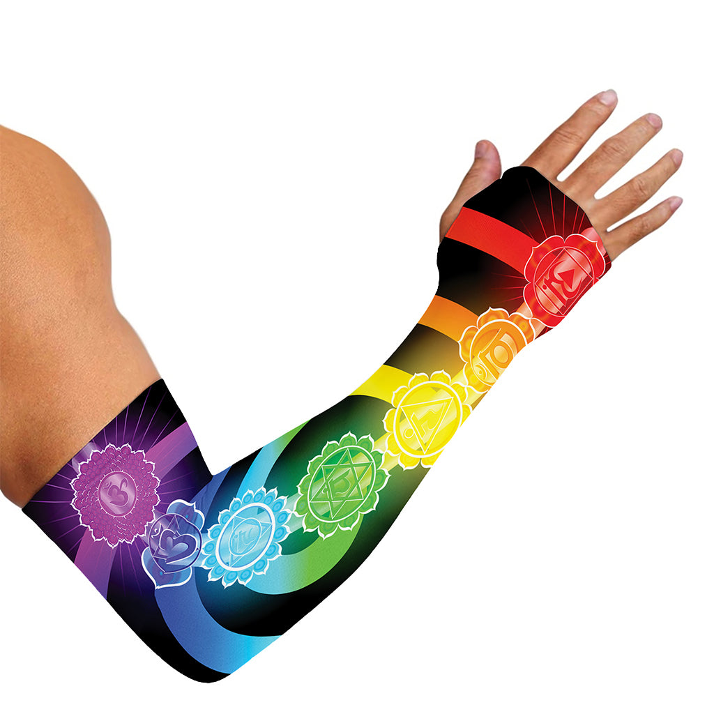 Seven Chakras Rainbow Of Life Print Sun Protection Arm Sleeves