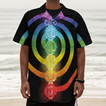 Seven Chakras Rainbow Of Life Print Textured Short Sleeve Shirt