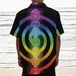 Seven Chakras Rainbow Of Life Print Textured Short Sleeve Shirt
