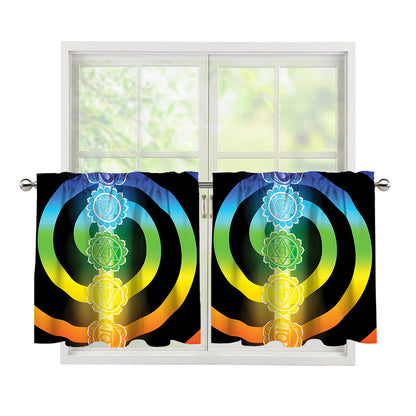 Seven Chakras Rainbow Of Life Print Tier Curtains