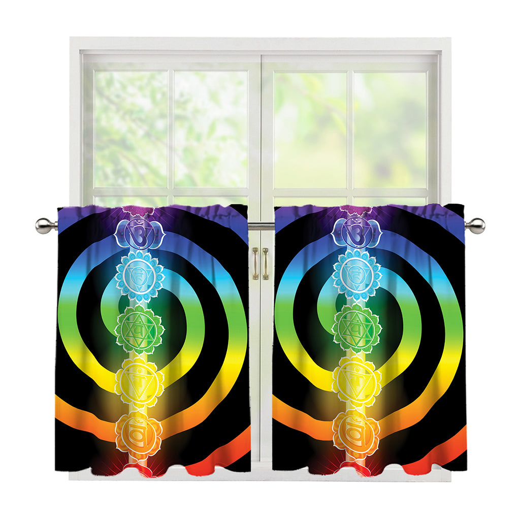 Seven Chakras Rainbow Of Life Print Tier Curtains