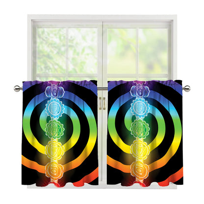 Seven Chakras Rainbow Of Life Print Tier Curtains