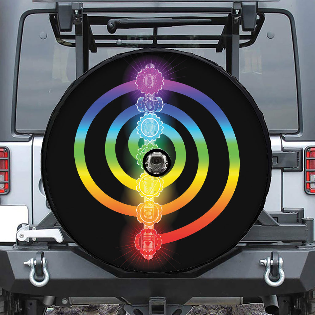 Seven Chakras Rainbow Of Life Print Tire Cover With Camera Hole