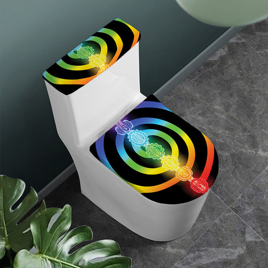 Seven Chakras Rainbow Of Life Print Toilet Lid And Tank Cover Set