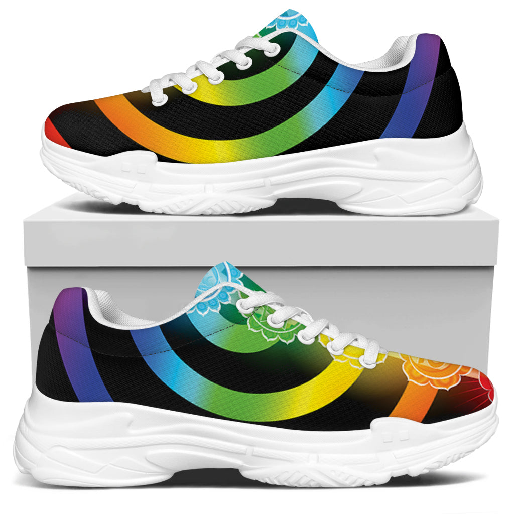 Seven Chakras Rainbow Of Life Print White Chunky Shoes