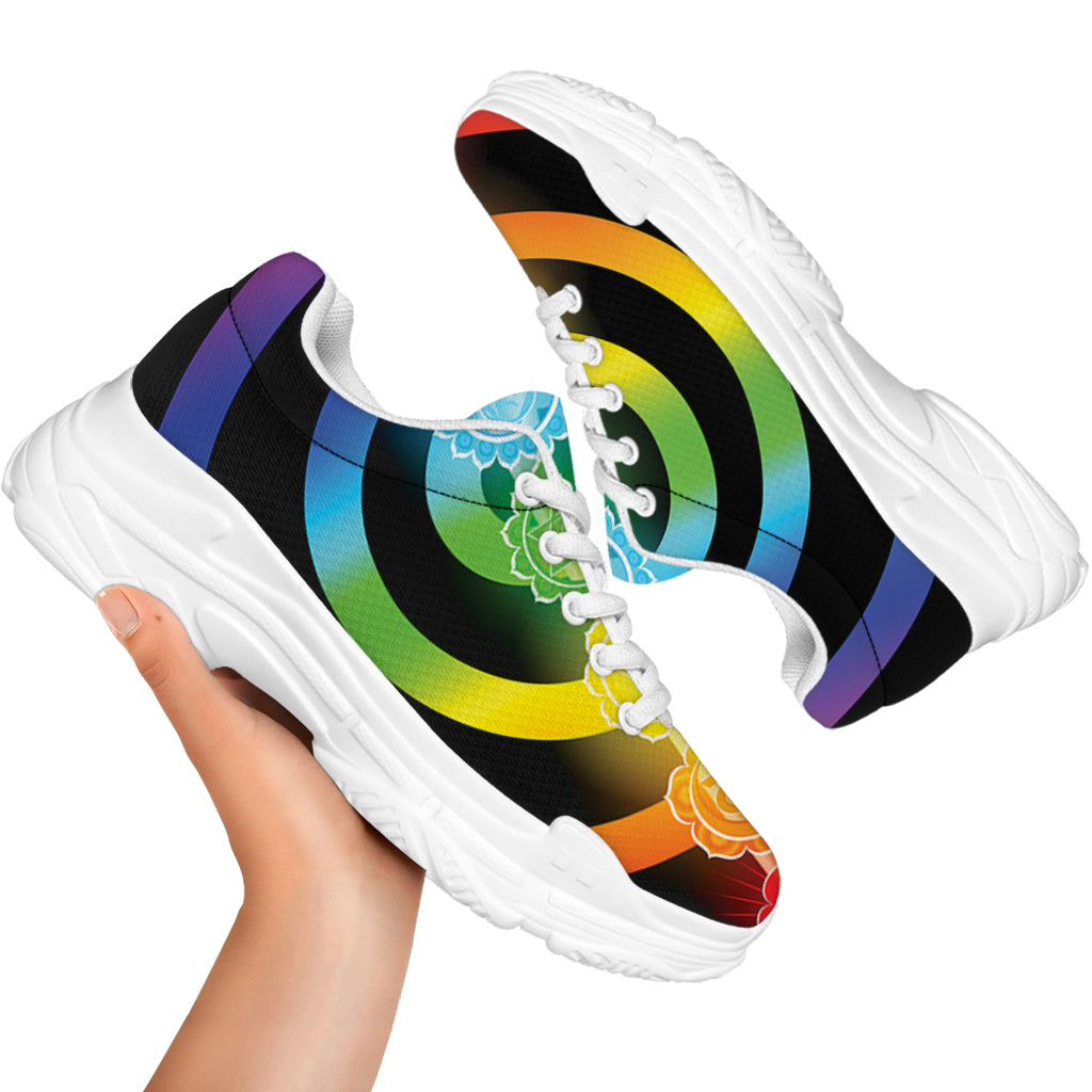 Seven Chakras Rainbow Of Life Print White Chunky Shoes