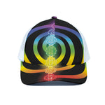 Seven Chakras Rainbow Of Life Print White Mesh Trucker Cap
