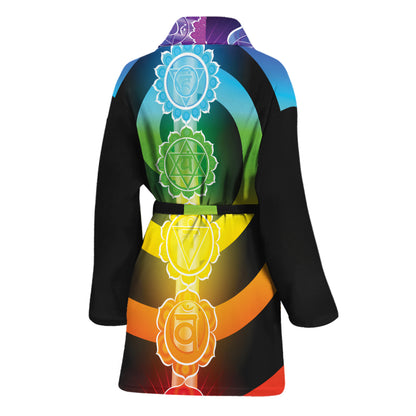 Seven Chakras Rainbow Of Life Print Women's Bathrobe