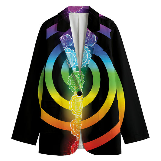 Seven Chakras Rainbow Of Life Print Women's Cotton Blazer