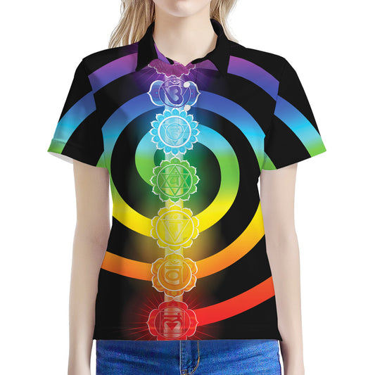 Seven Chakras Rainbow Of Life Print Women's Polo Shirt