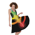 Seven Chakras Rainbow Of Life Print Sleeveless Knee Length Dress
