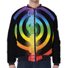 Seven Chakras Rainbow Of Life Print Zip Sleeve Bomber Jacket