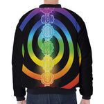 Seven Chakras Rainbow Of Life Print Zip Sleeve Bomber Jacket