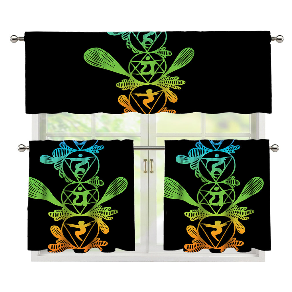 Seven Spiritual Chakras Print 3 Piece Kitchen Curtains