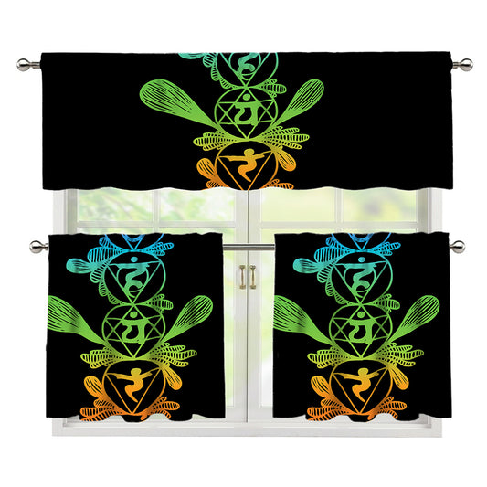 Seven Spiritual Chakras Print 3 Piece Kitchen Curtains