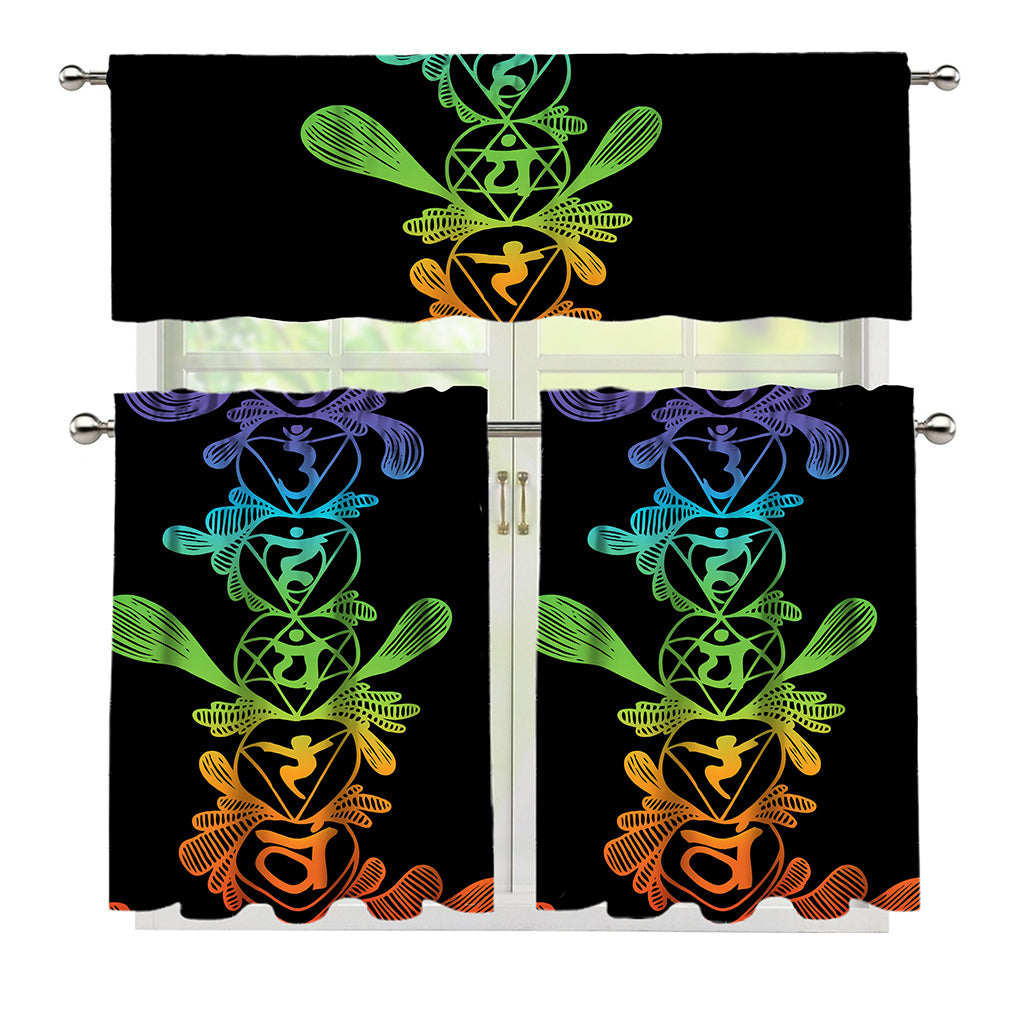 Seven Spiritual Chakras Print 3 Piece Kitchen Curtains