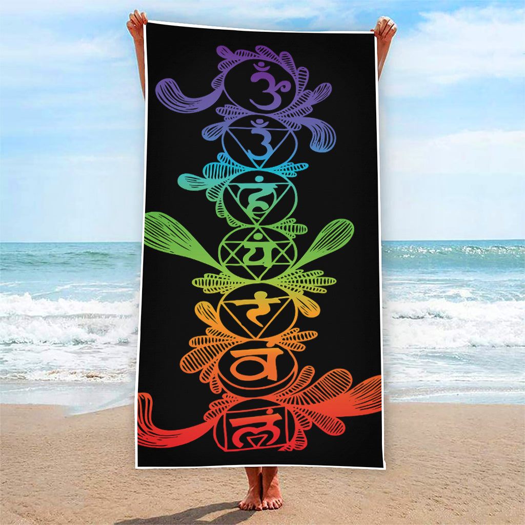 Seven Spiritual Chakras Print Beach Towel